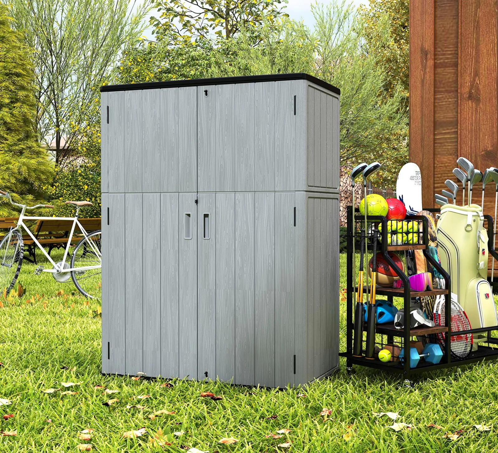 ZZM 57 cu ft Resin outdoor storage shed, view 4