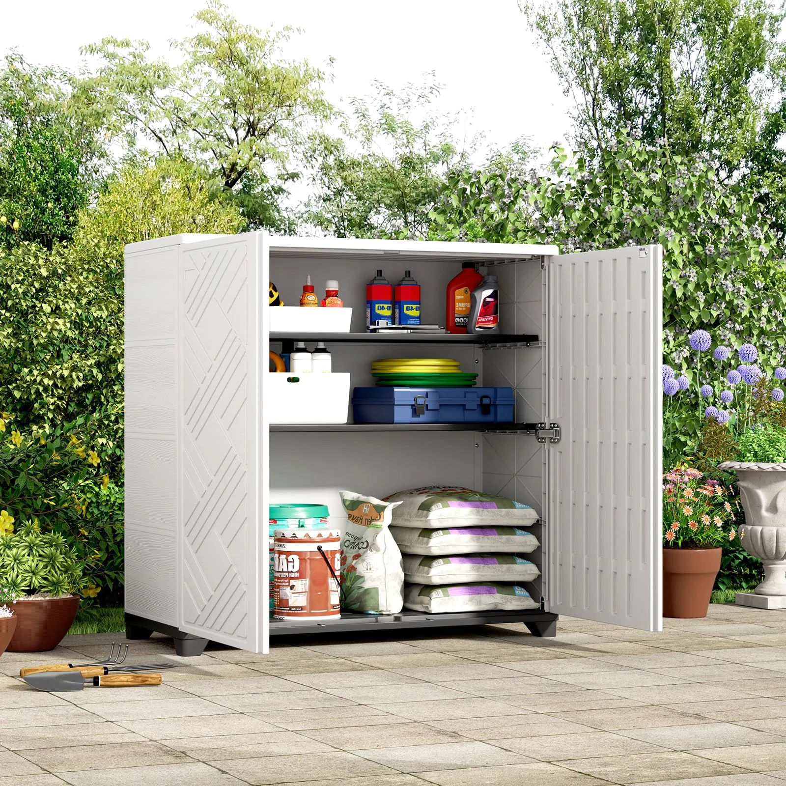 ZZM Plastic shelf set for storage sheds in black, 34 by 0 in, main view