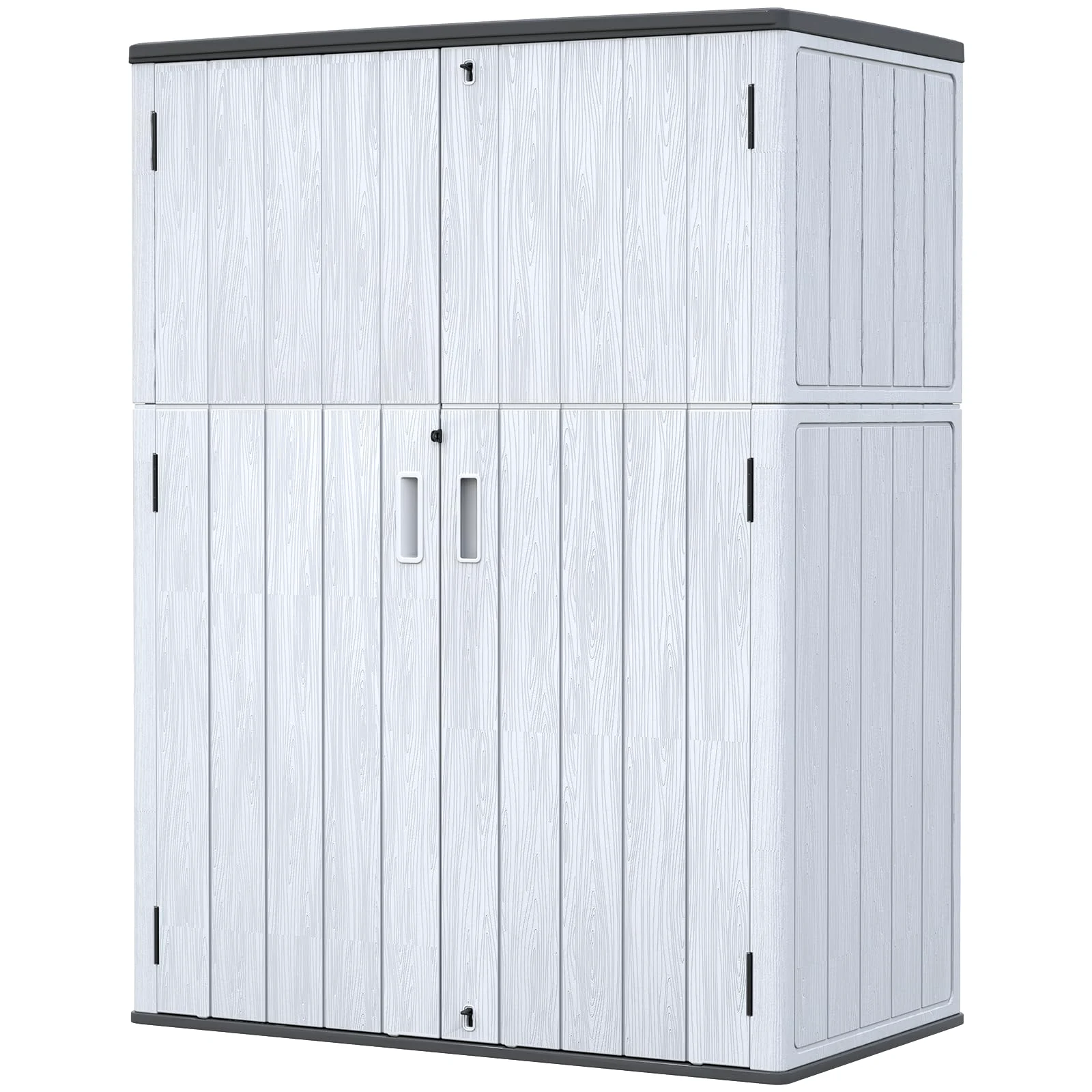 ZZM 57 cu ft Resin outdoor storage shed seen from the front