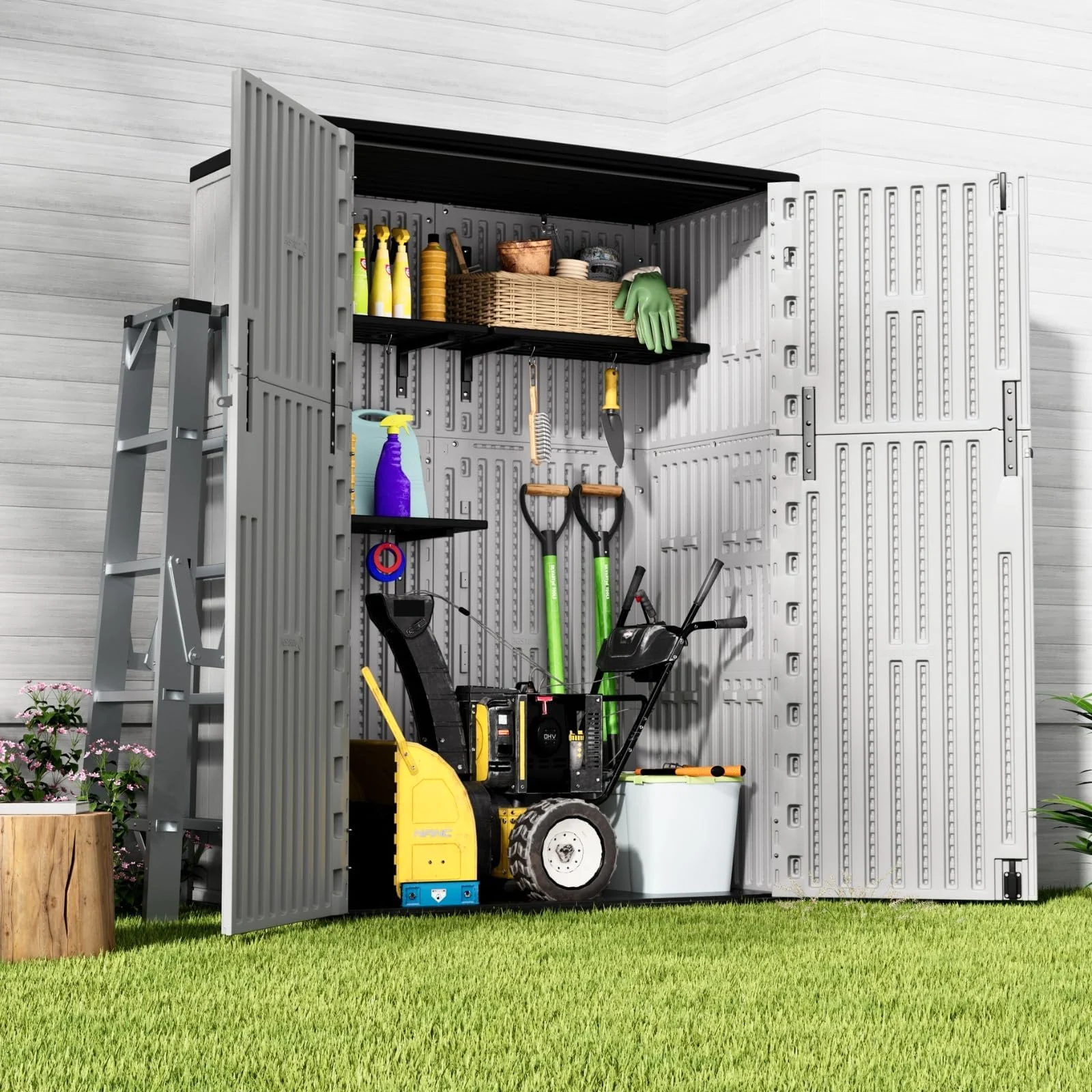 ZZM 57 cu ft HDPE outdoor storage shed, view 3