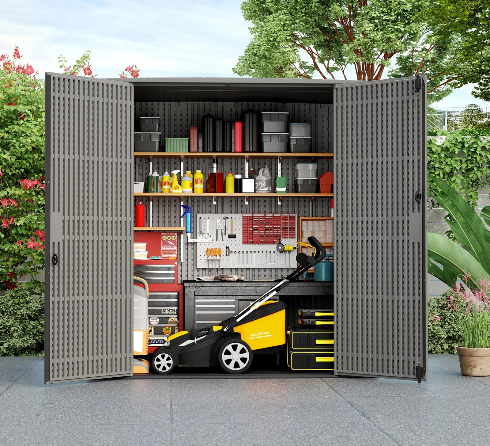 ZZM 6 by 4 ft HDPE walk-in storage shed, view 3