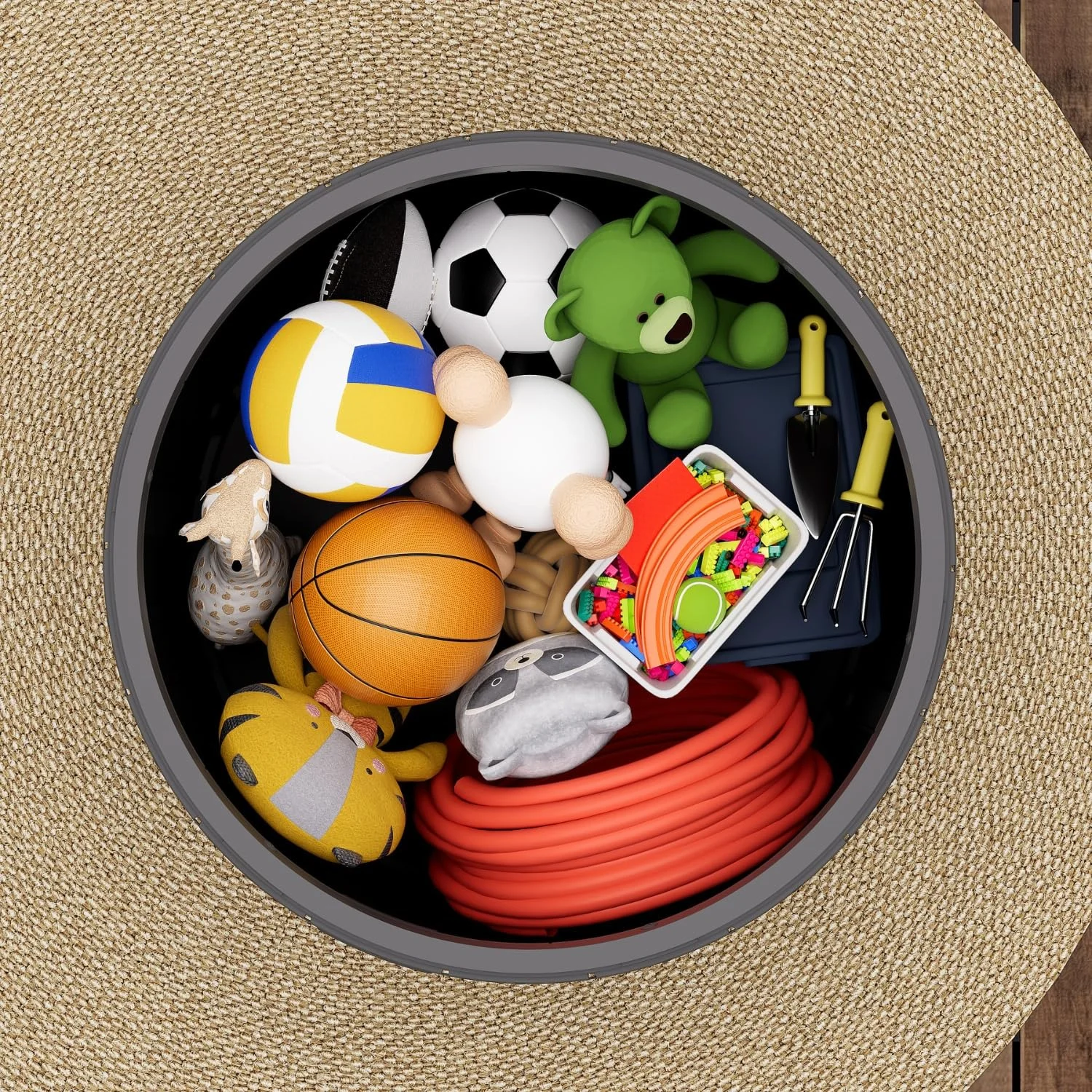 ZZM 33 gallon round deck box, view 2