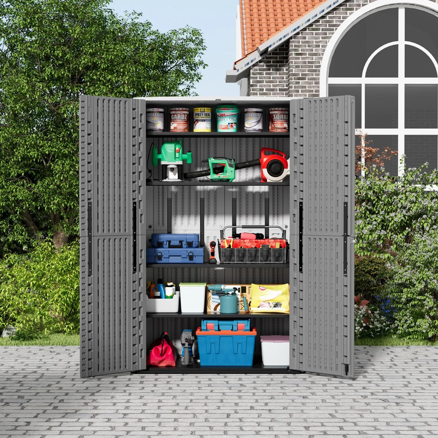 ZZM 52 cu ft HDPE outdoor storage shed, view 4