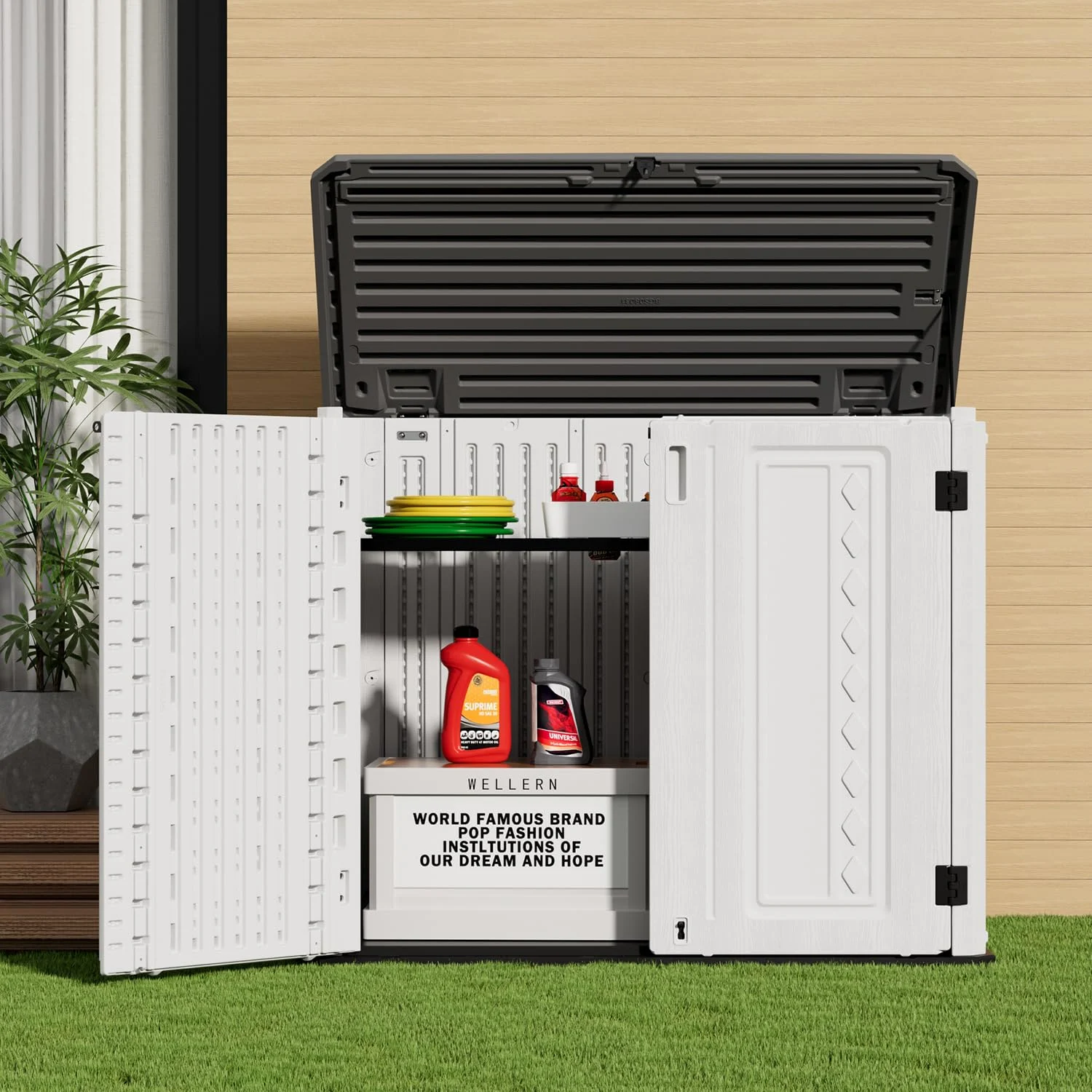 ZZM Plastic shelf set for storage sheds in black, 46 by 1 in, view 2