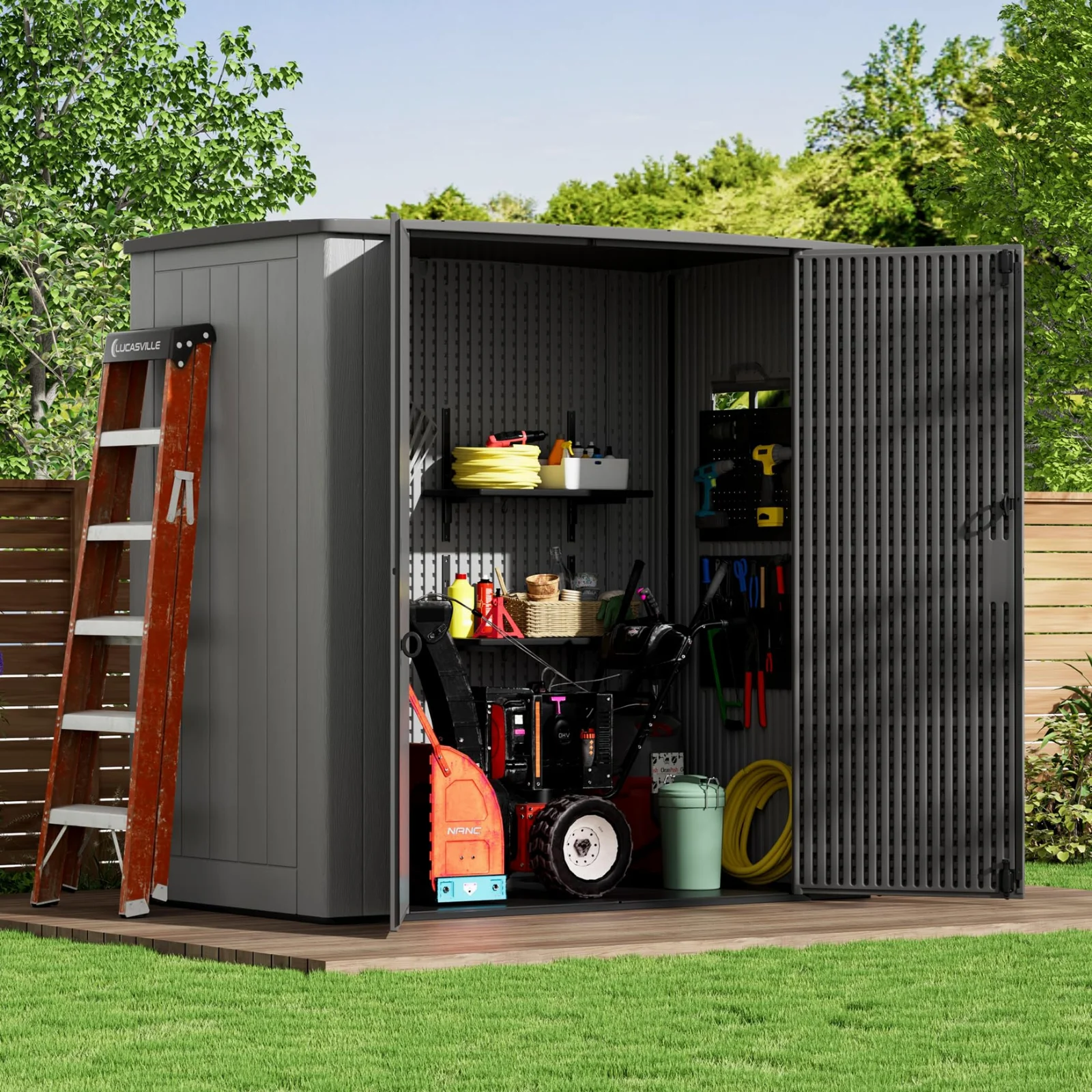 ZZM 6 by 4 ft HDPE walk-in storage shed, view 4