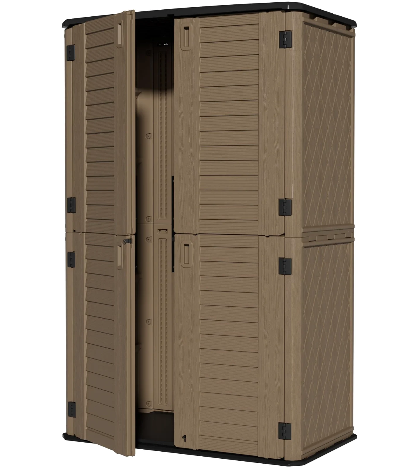 ZZM 52 cu ft Resin outdoor storage shed seen from the front