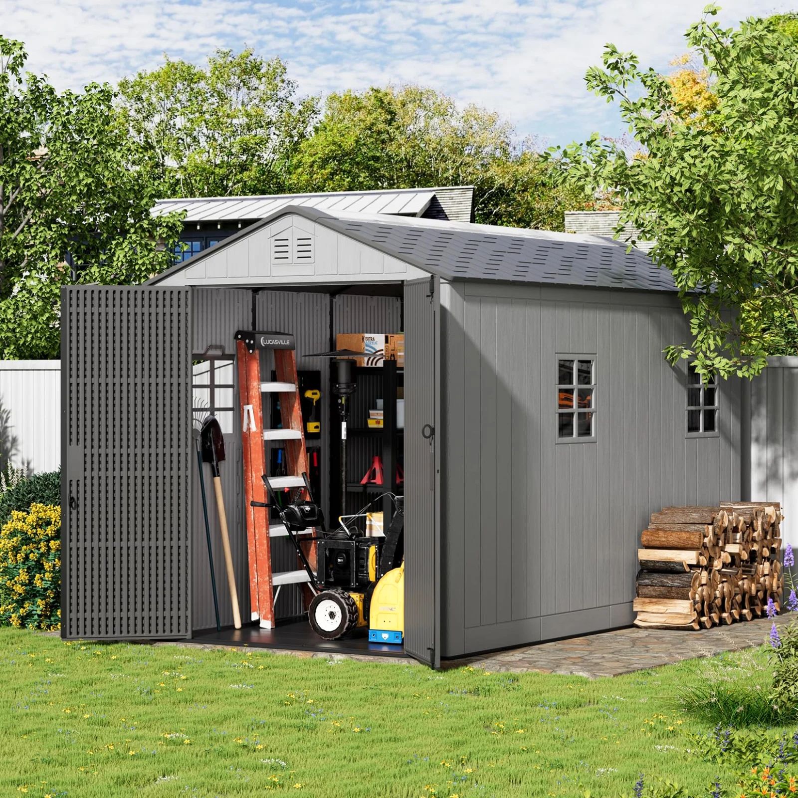ZZM 6 by 11 ft HDPE walk-in storage shed, view 3