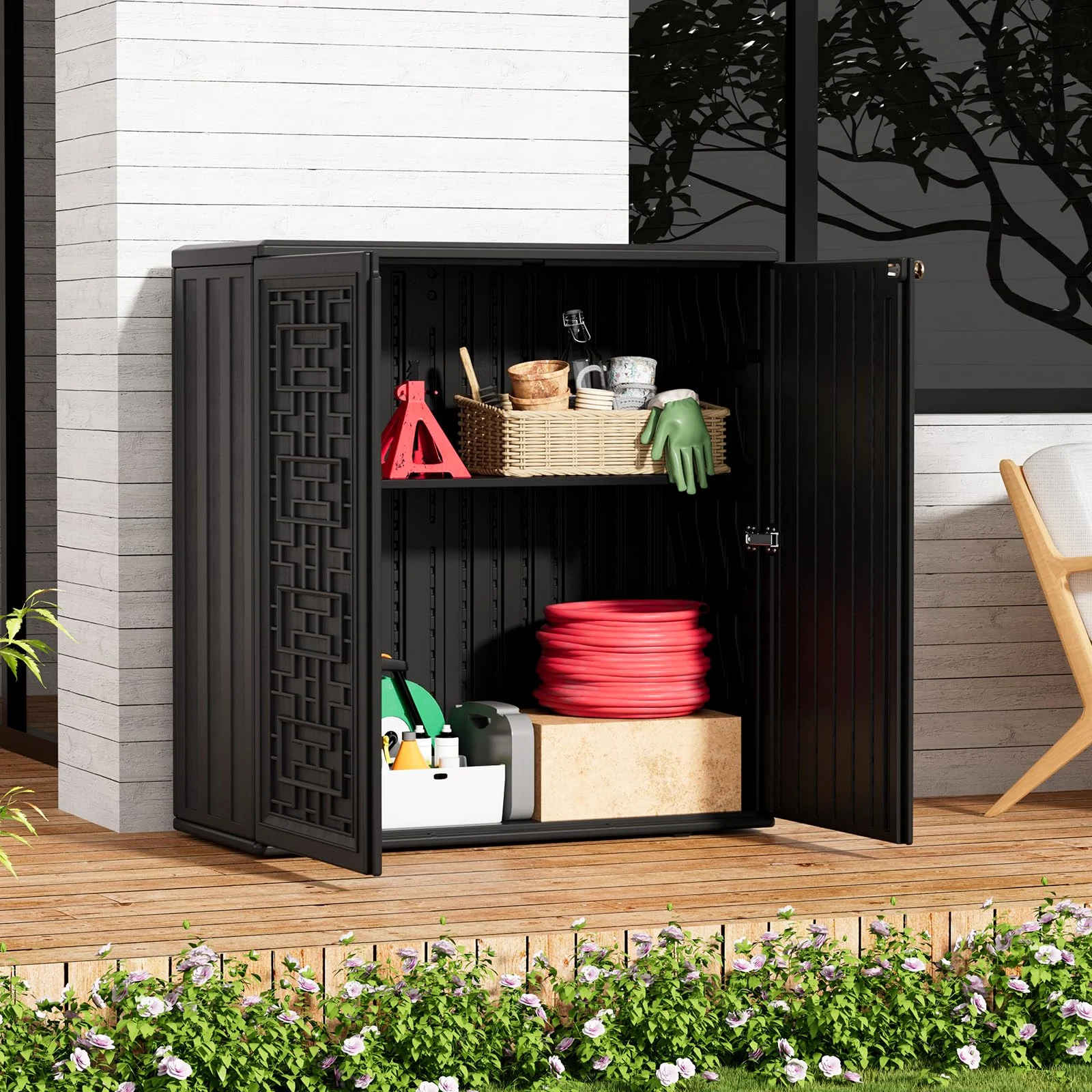 ZZM 10 cu ft HDPE outdoor storage shed, view 2