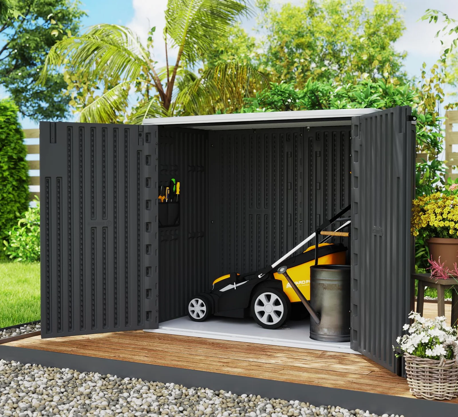 ZZM 37 cu ft HDPE outdoor storage shed, view 2