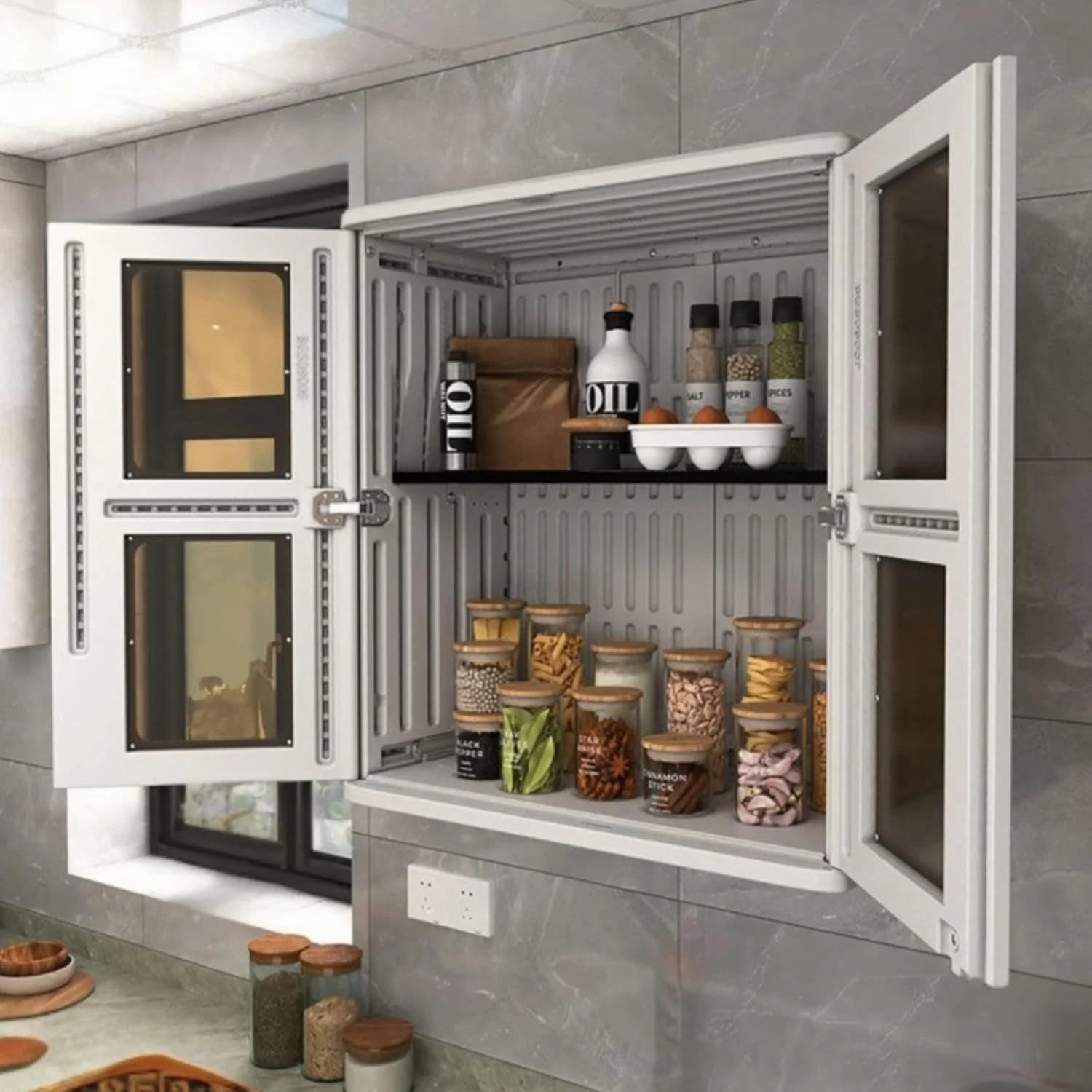 ZZM Resin wall cabinet with double doors, view 3