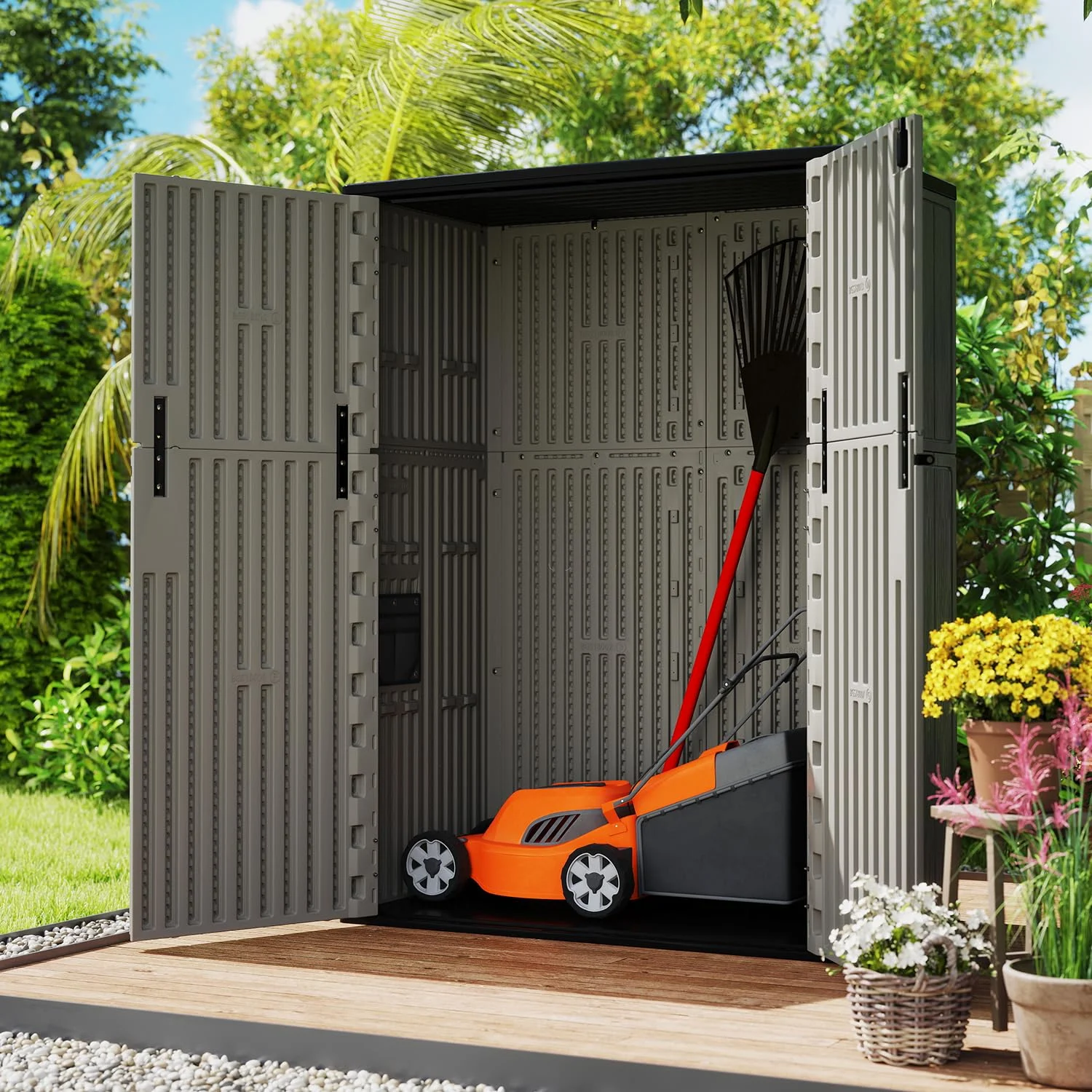 ZZM 57 cu ft HDPE outdoor storage shed, view 2
