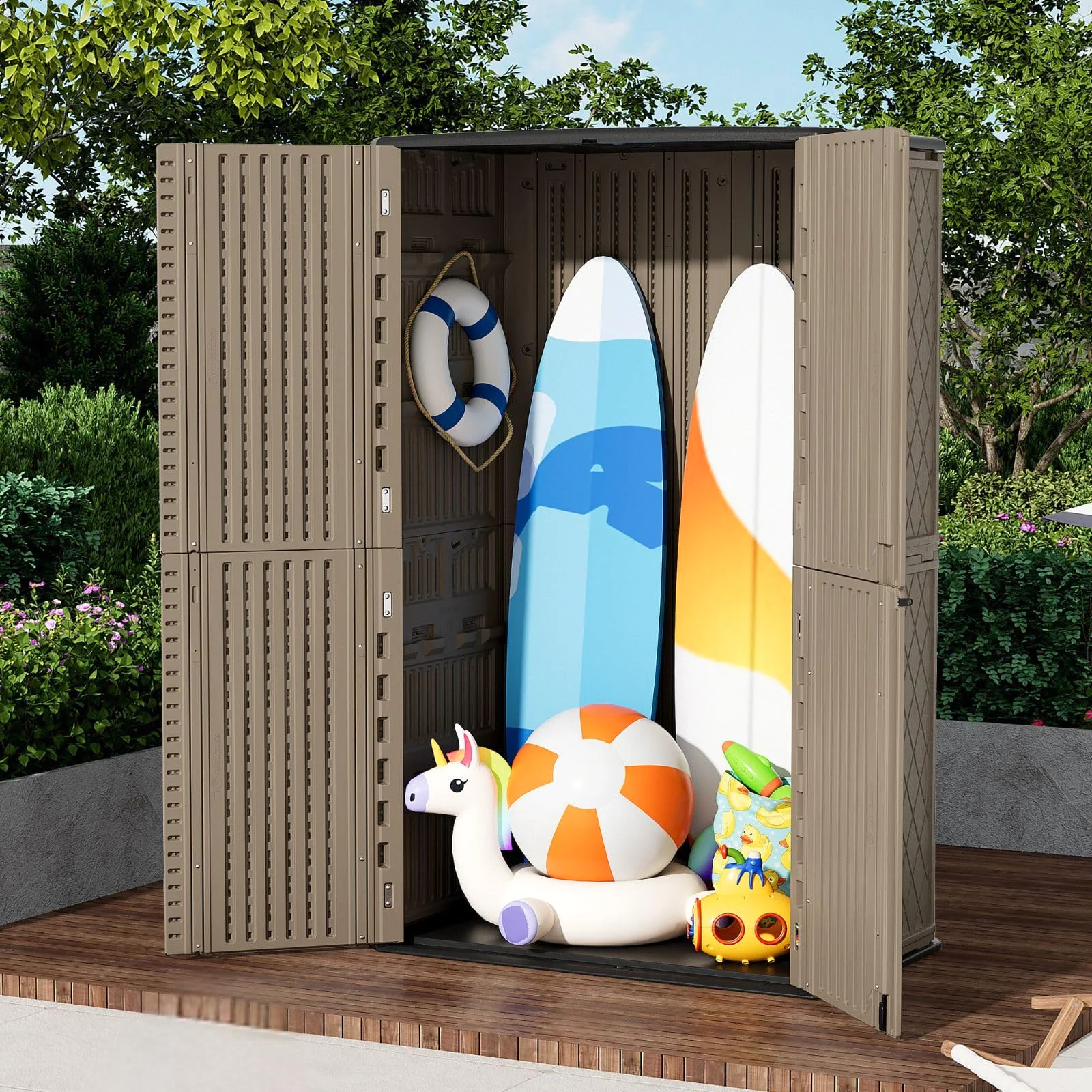 ZZM 52 cu ft Resin outdoor storage shed, view 2