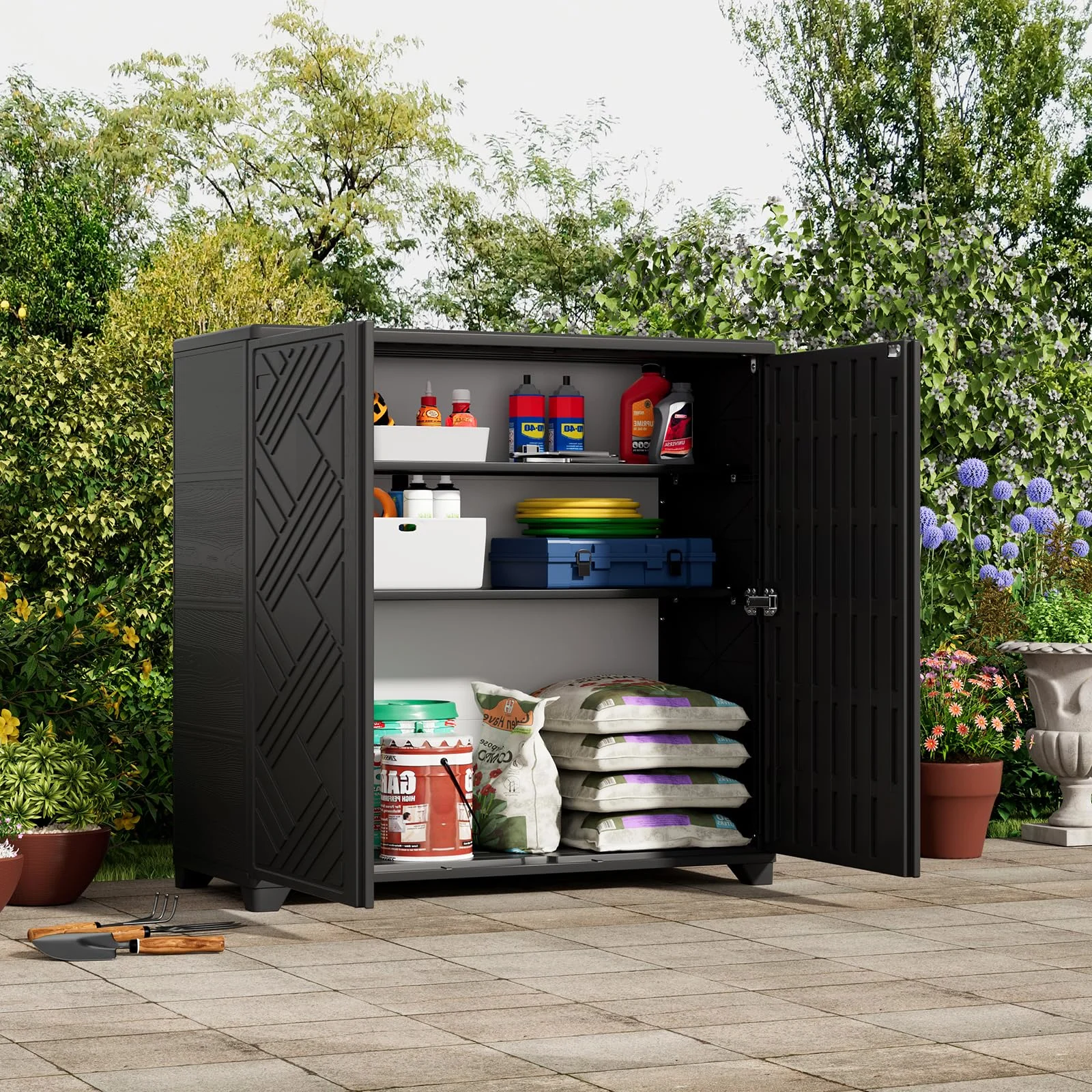 ZZM 34-inch outdoor storage cabinet with one shelf, view 2