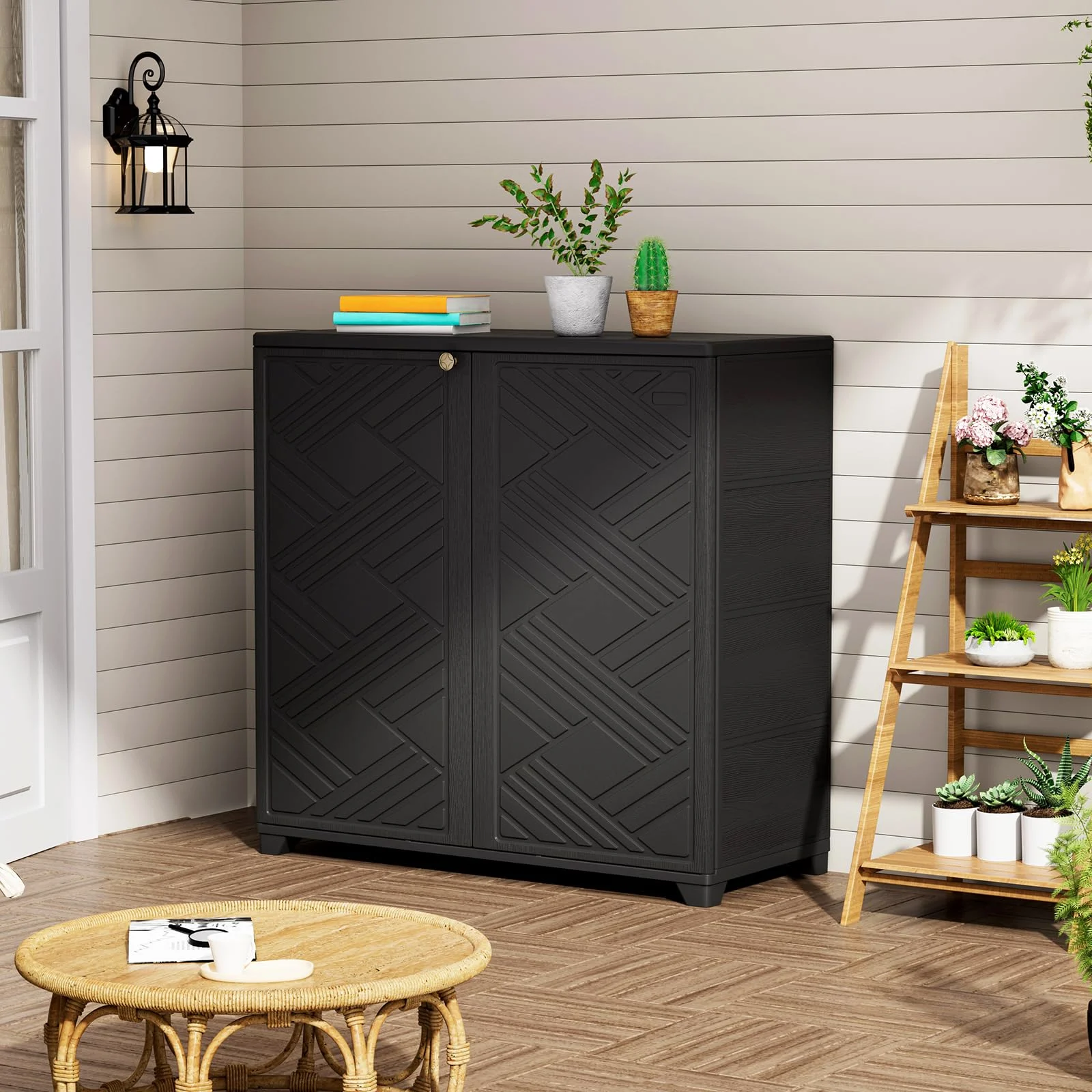 ZZM 34-inch outdoor storage cabinet with 2 shelves in white, view 5