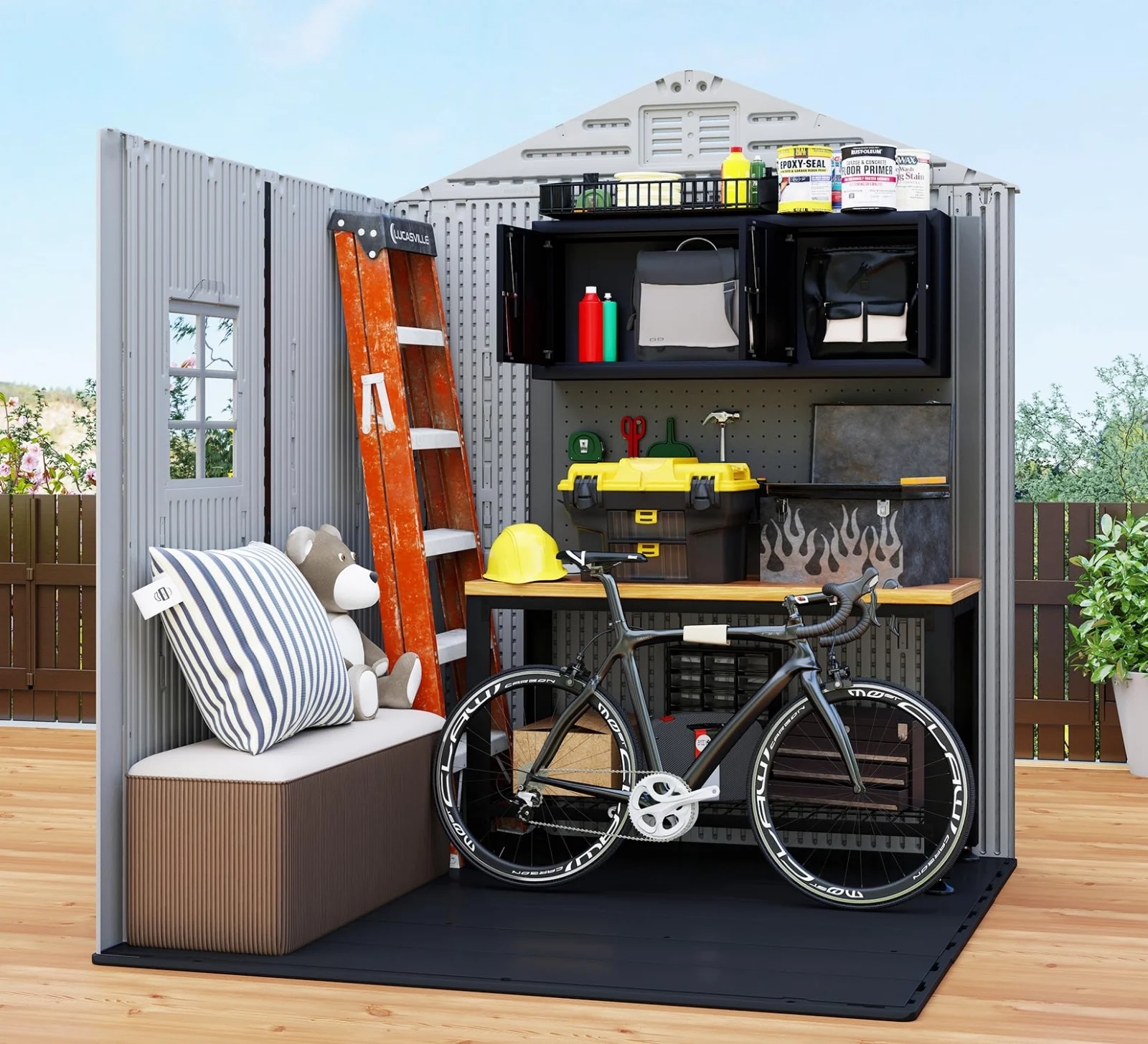 ZZM 6 by 6 ft HDPE walk-in storage shed, view 4